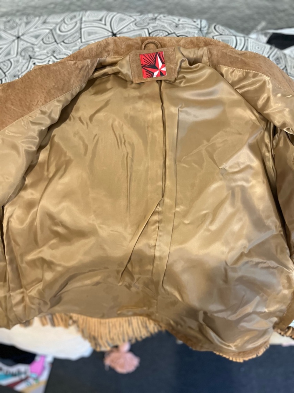 Vintage Genuine Leather Fringe Jacket in Tan - Picture 9 of 11